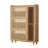 Bamboo Shoe Cabinet Natural – 3‑Compartment Rattan Storage 30‑Pair