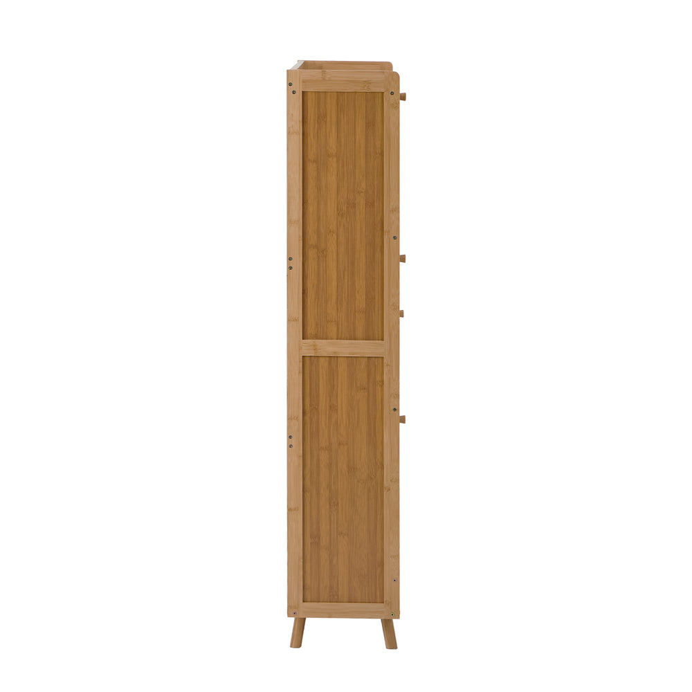 Bamboo Shoe Cabinet Natural – 3‑Compartment Rattan Storage 30‑Pair
