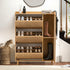 Bamboo Shoe Cabinet Natural – 3‑Compartment Rattan Storage 30‑Pair