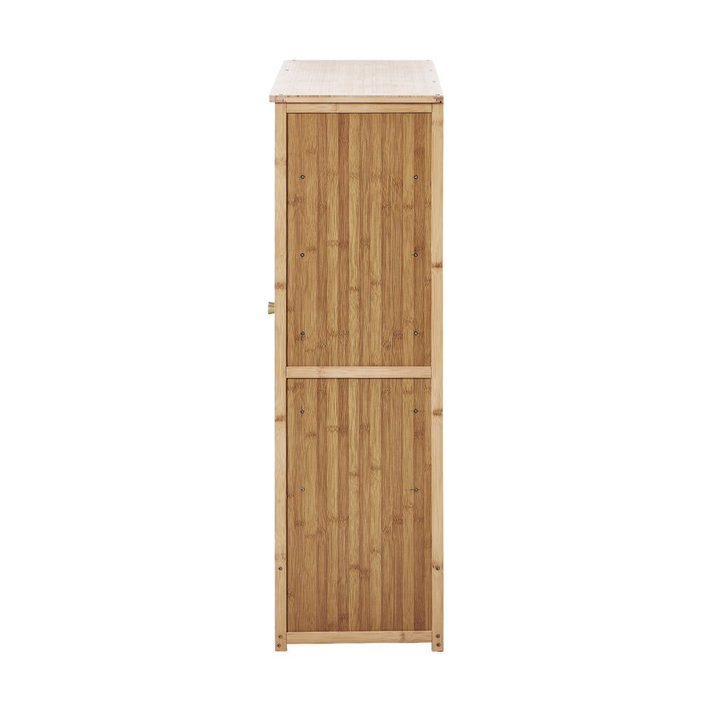 Shoe Storage Cabinet 2 Doors Bamboo Shoe Shelf Beige