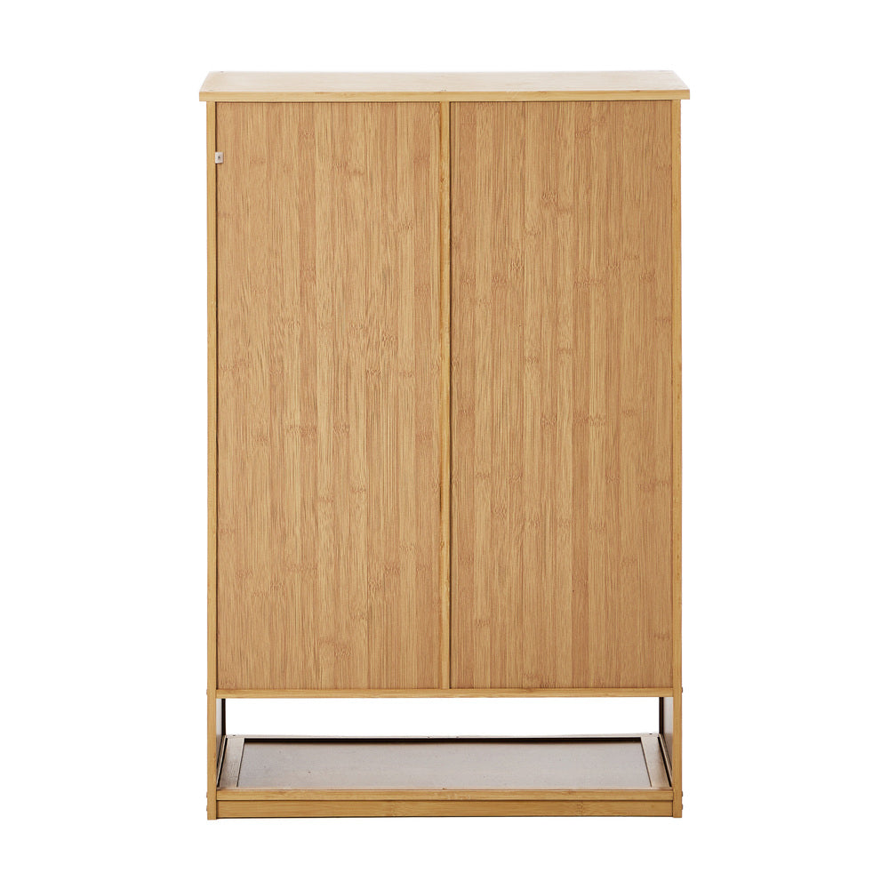 Shoe Storage Cabinet 2 Doors Bamboo Shoe Shelf Beige