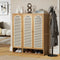 Shoe Storage Cabinet 3 Doors Bamboo Shoe Shelf Beige