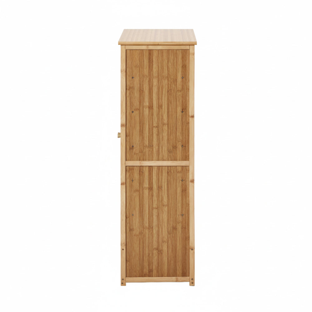 Shoe Storage Cabinet 3 Doors Bamboo Shoe Shelf Beige