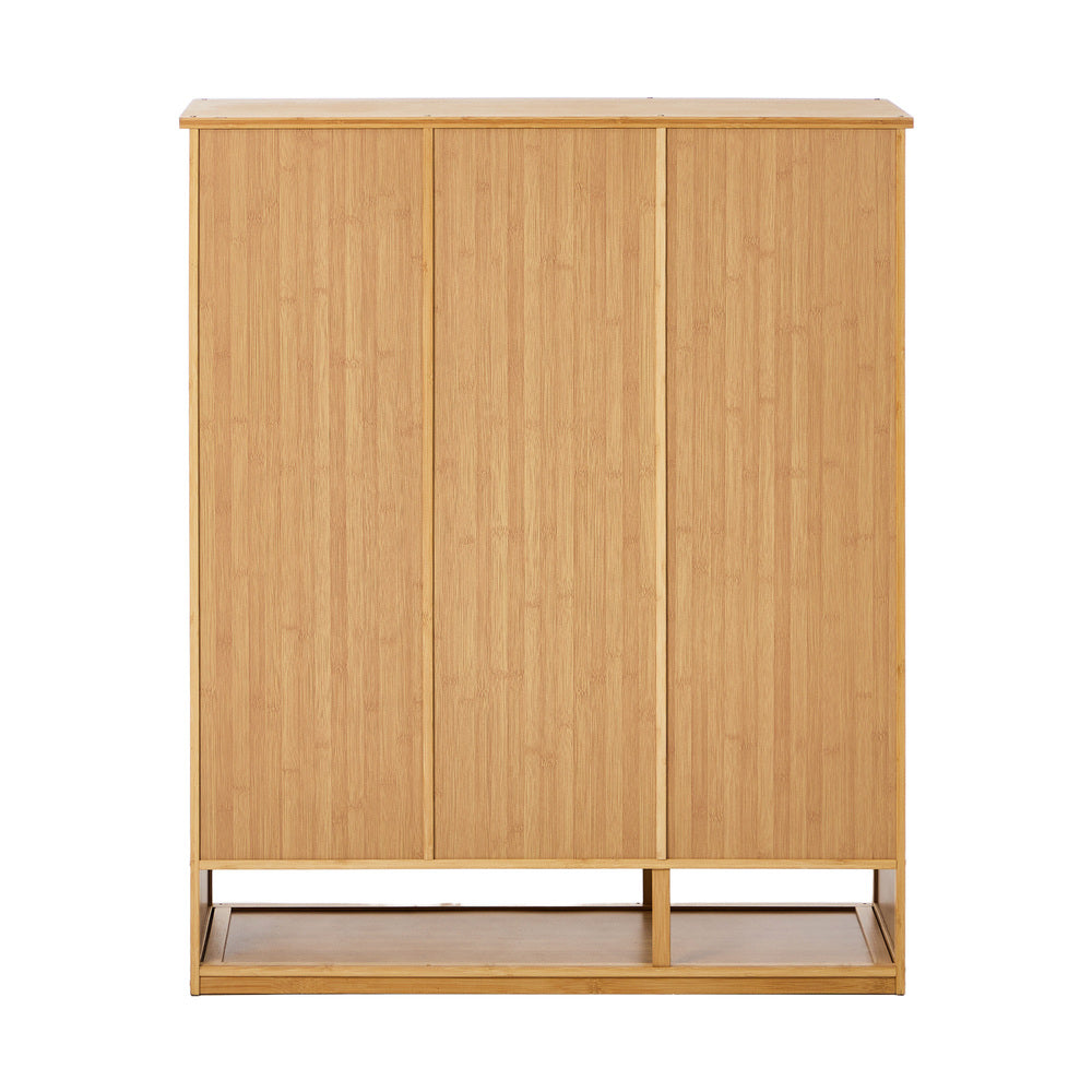 Shoe Storage Cabinet 3 Doors Bamboo Shoe Shelf Beige