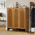 Shoe Storage Cabinet 3 Doors Bamboo Shoe Shelf Brown