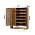Shoe Storage Cabinet 3 Doors Bamboo Shoe Shelf Brown