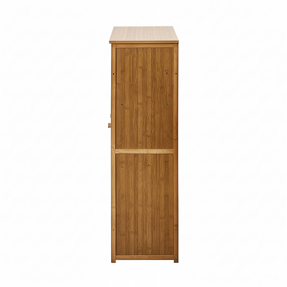 Shoe Storage Cabinet 3 Doors Bamboo Shoe Shelf Brown