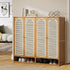 Shoe Storage Cabinet 4 Doors Bamboo Shoe Shelf Beige