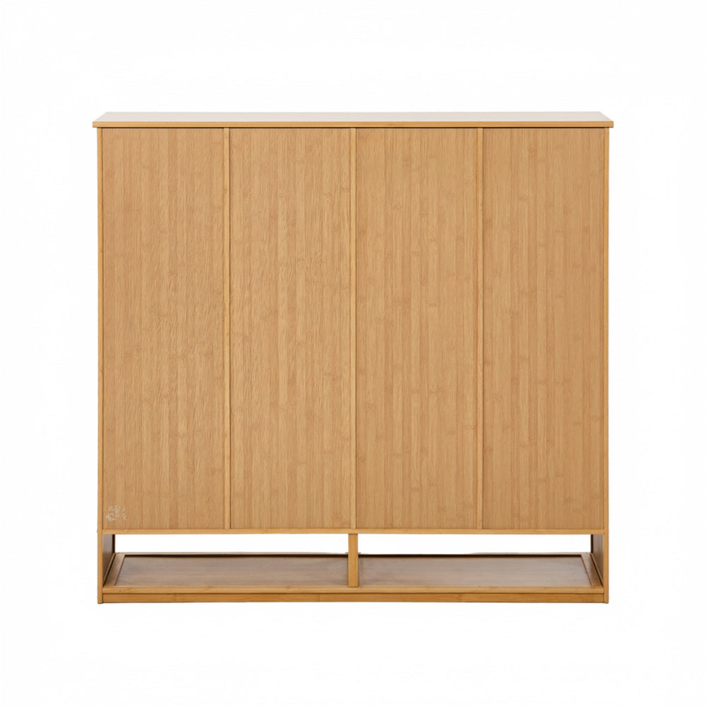 Shoe Storage Cabinet 4 Doors Bamboo Shoe Shelf Beige