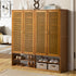 Oikiture Shoe Storage 4 Doors with 2 Bottom Shelf Brown