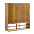 Oikiture Shoe Storage 4 Doors with 2 Bottom Shelf Brown