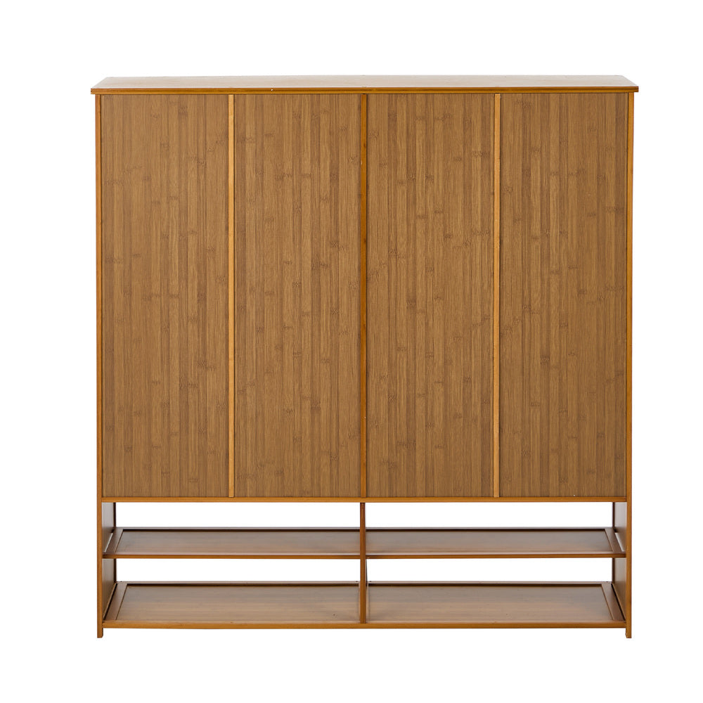 Oikiture Shoe Storage 4 Doors with 2 Bottom Shelf Brown