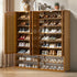 Oikiture Shoe Storage 4 Doors with 2 Bottom Shelf Brown