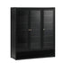 Shoe Cabinet 3 Doors Shelf Black