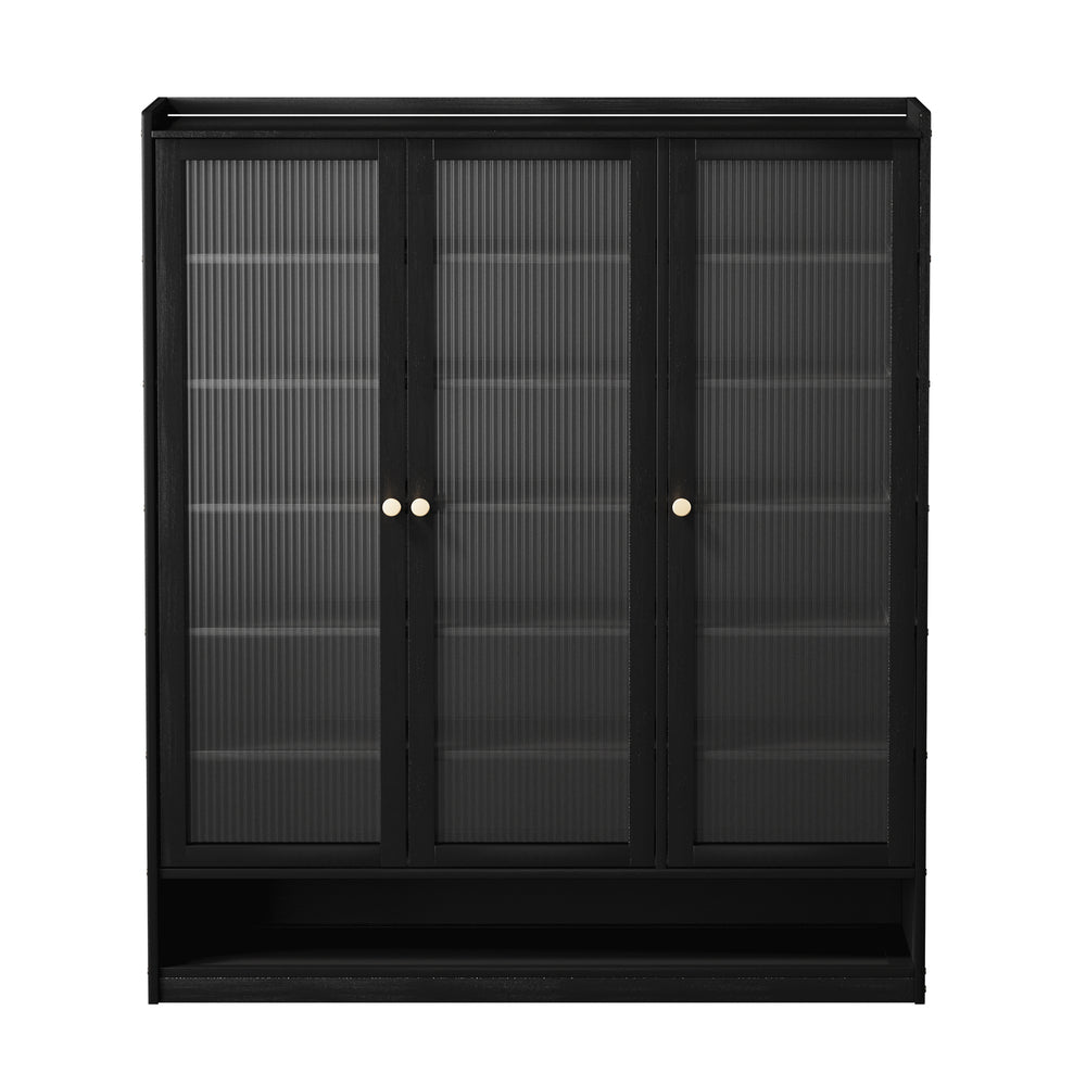 Shoe Cabinet 3 Doors Shelf Black