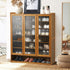 Oikiture Shoe Storage Cabinet 3 Doors 7 Shelves Brown