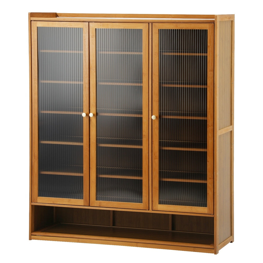 Oikiture Shoe Storage Cabinet 3 Doors 7 Shelves Brown