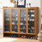 Oikiture Shoe Storage Cabinet 4 Doors 7 Shelves Brown