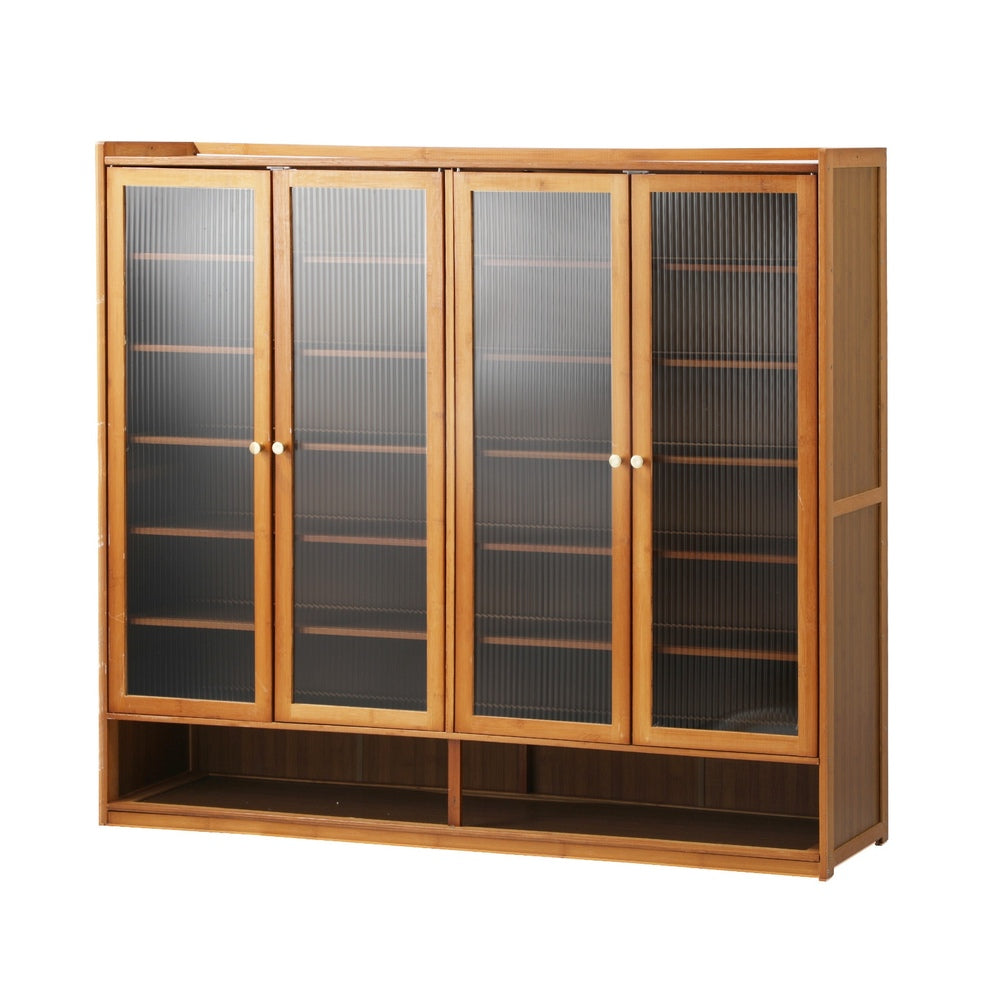 Oikiture Shoe Storage Cabinet 4 Doors 7 Shelves Brown