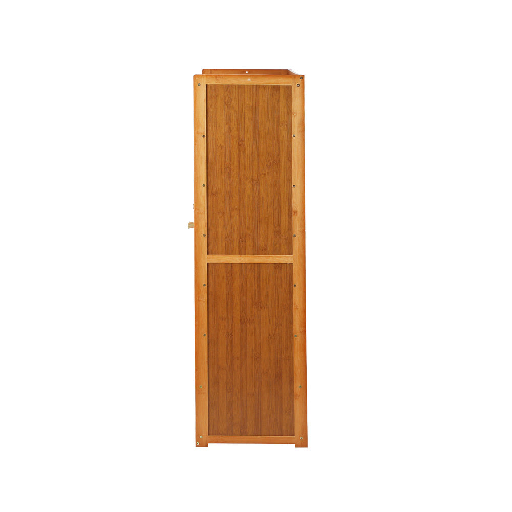 Oikiture Shoe Storage Cabinet 4 Doors 7 Shelves Brown