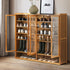 Oikiture Shoe Storage Cabinet 4 Doors 7 Shelves Brown