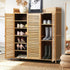 Oikiture Shoe Storage Cabinet Rack Organiser Shelf 3 Doors Adjustable