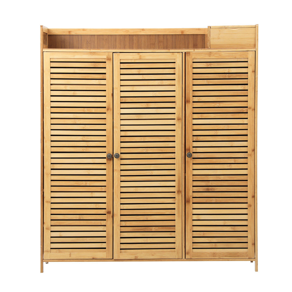 Oikiture Shoe Storage Cabinet Rack Organiser Shelf 3 Doors Adjustable