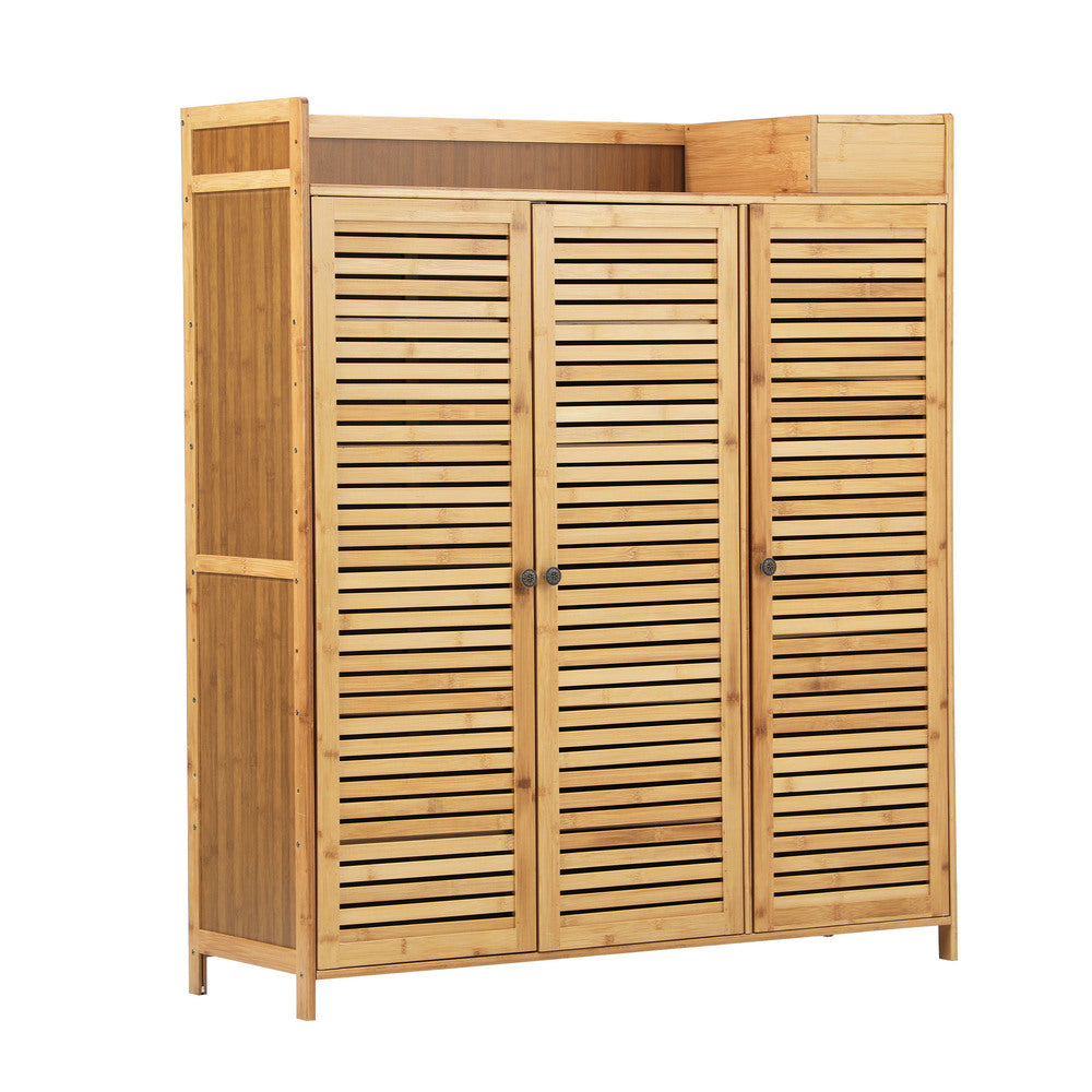 Oikiture Shoe Storage Cabinet Rack Organiser Shelf 3 Doors Adjustable