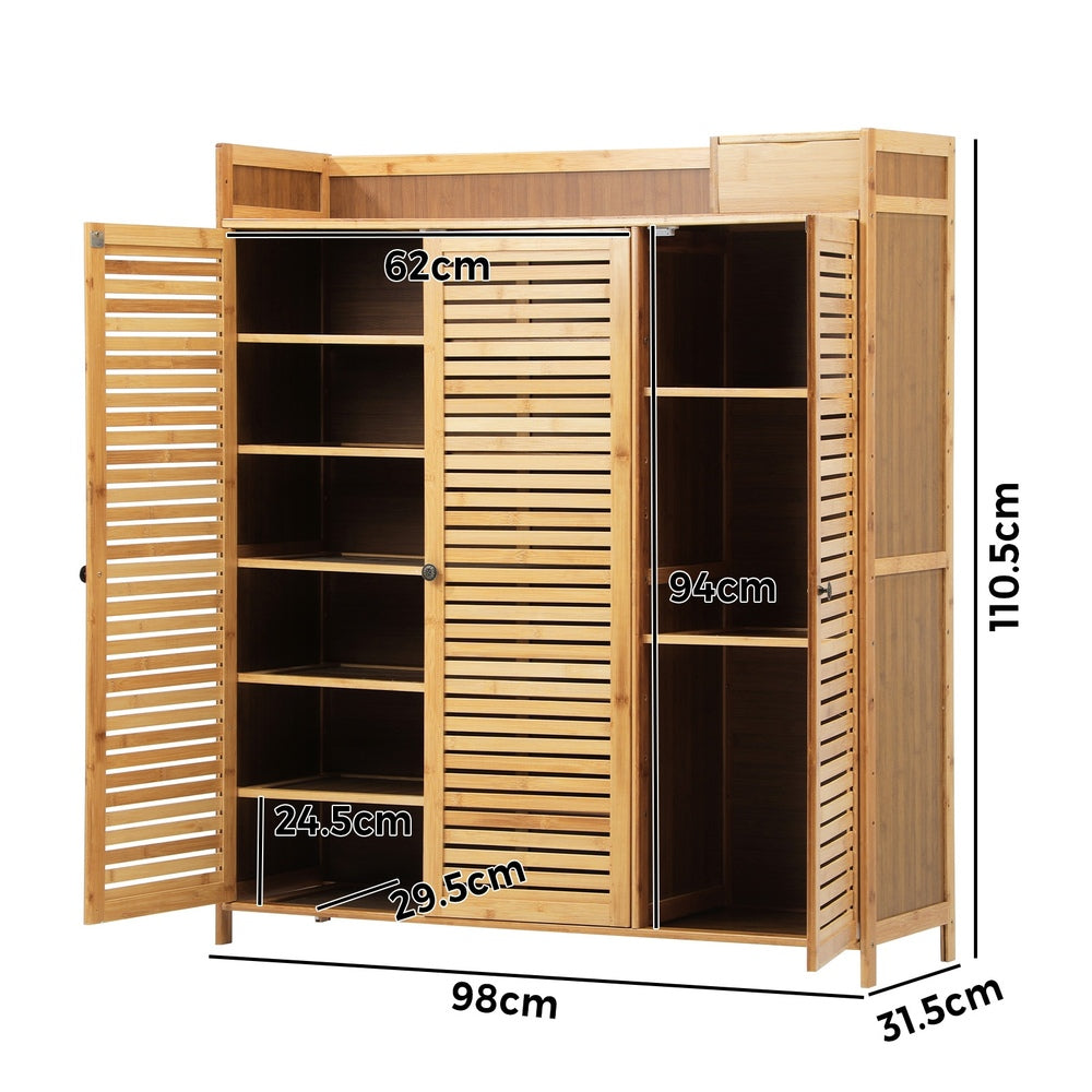 Oikiture Shoe Storage Cabinet Rack Organiser Shelf 3 Doors Adjustable