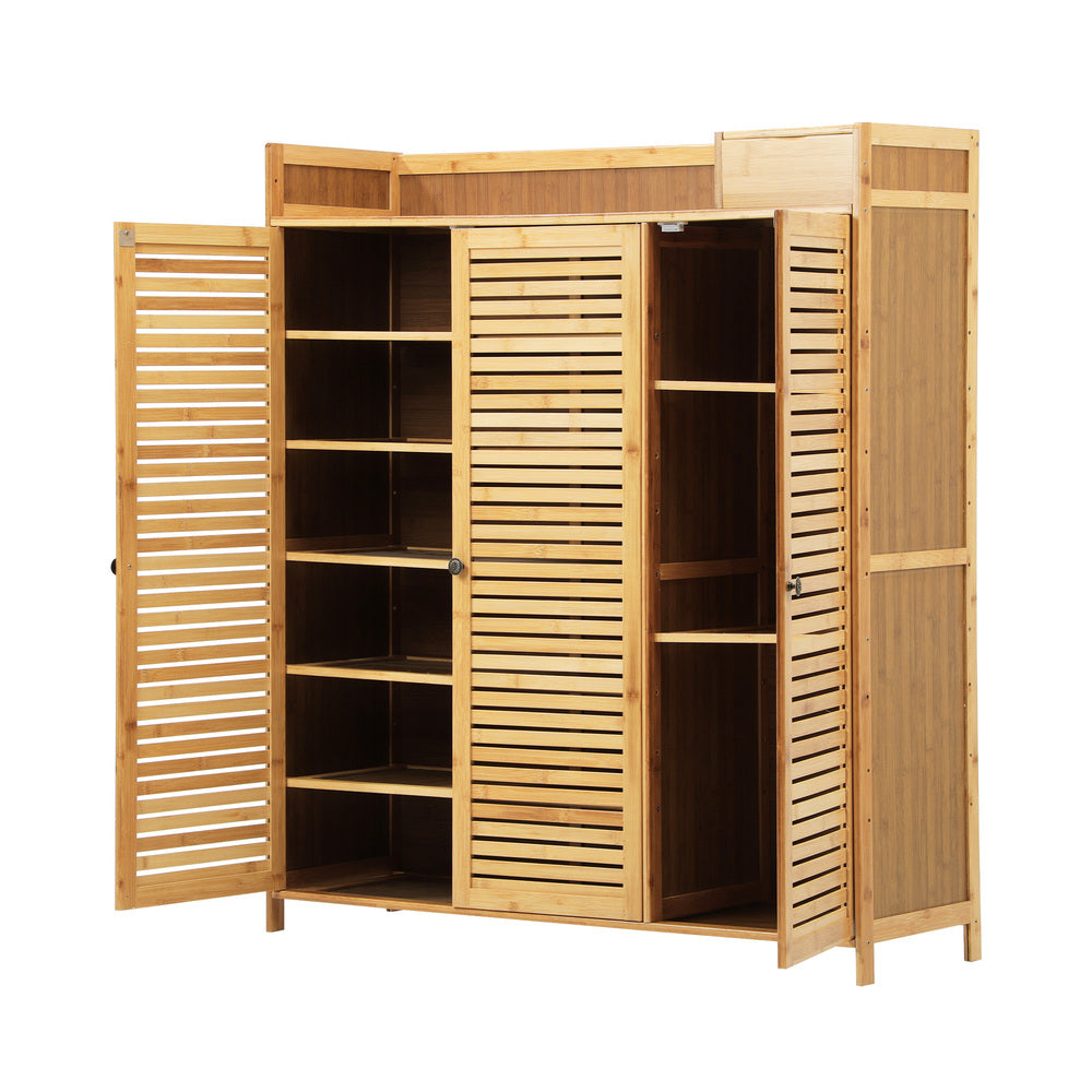 Oikiture Shoe Storage Cabinet Rack Organiser Shelf 3 Doors Adjustable