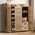 Oikiture Shoe Storage Cabinet Rack Organiser Shelf 3 Doors Adjustable