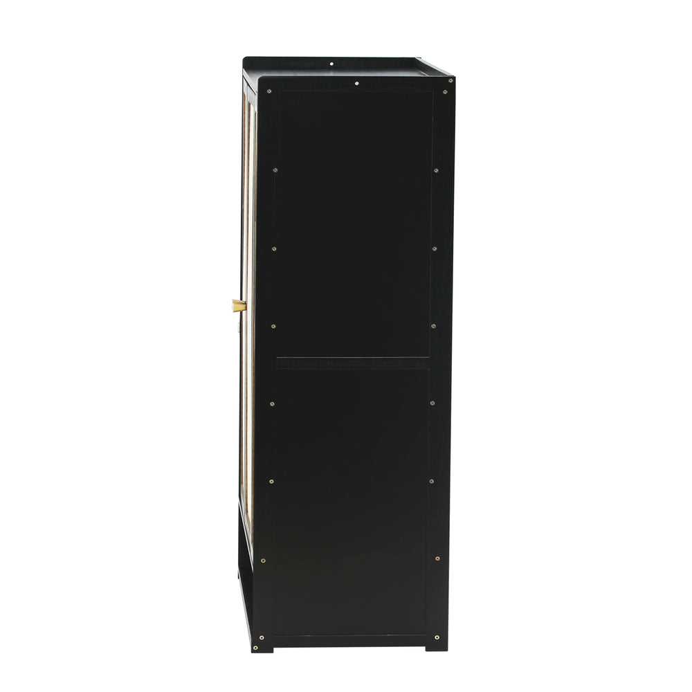 Shoe Storage Cabinet 2 Doors Rattan Black