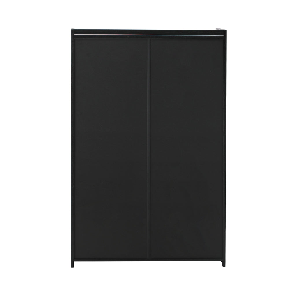 Shoe Storage Cabinet 2 Doors Rattan Black