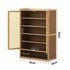 Shoe Storage Cabinet 2 Doors Rattan Brown