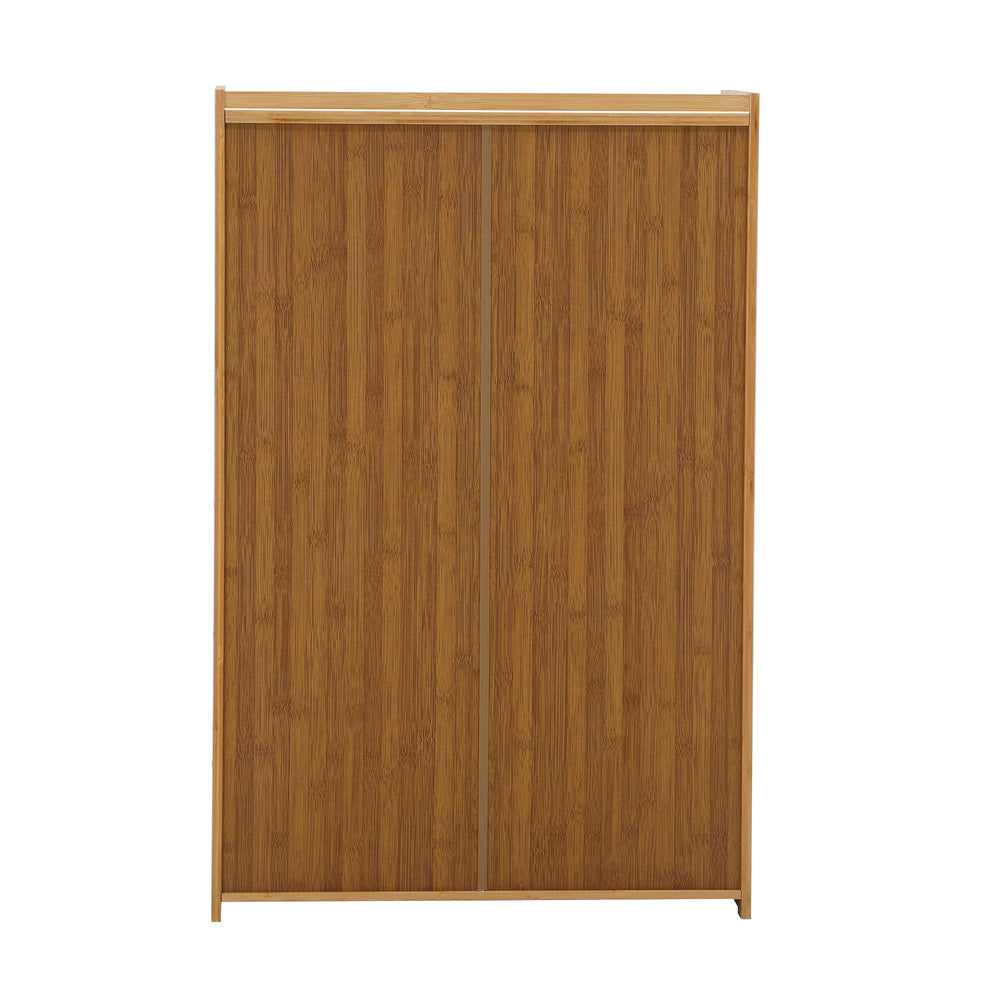 Shoe Storage Cabinet 2 Doors Rattan Brown