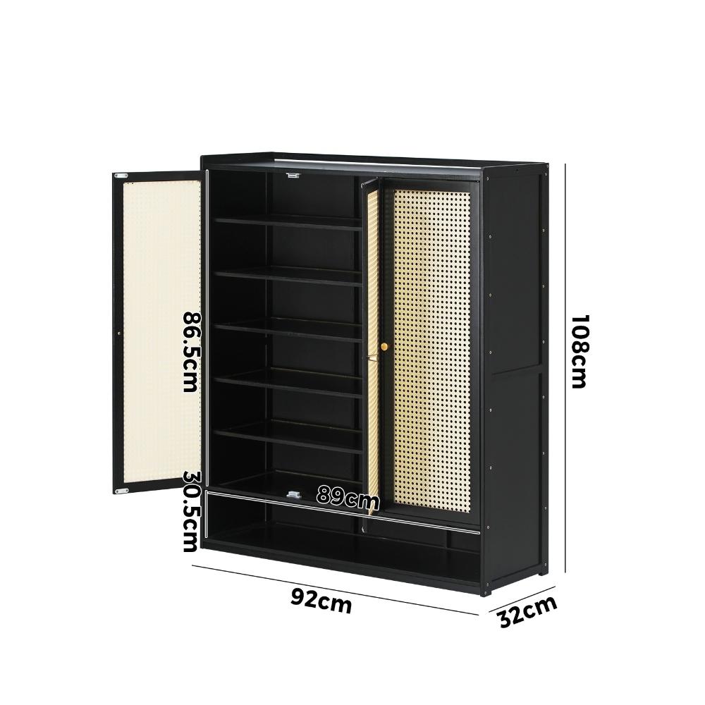 Shoe Storage Cabinet 3 Doors Rattan Style