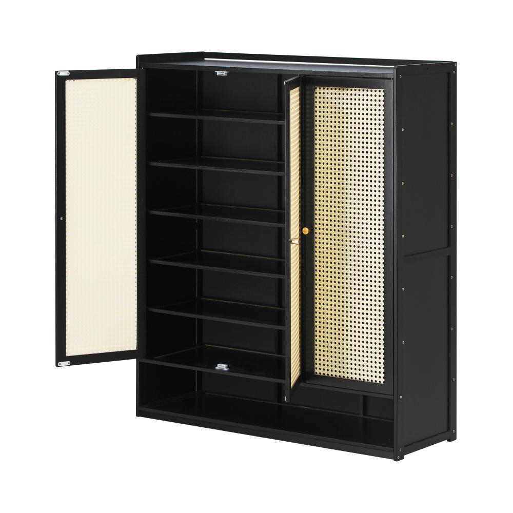 Shoe Storage Cabinet 3 Doors Rattan Style