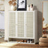 Shoe Storage Cabinet White – 7‑Tier Rattan Door Cupboard 45‑Pair