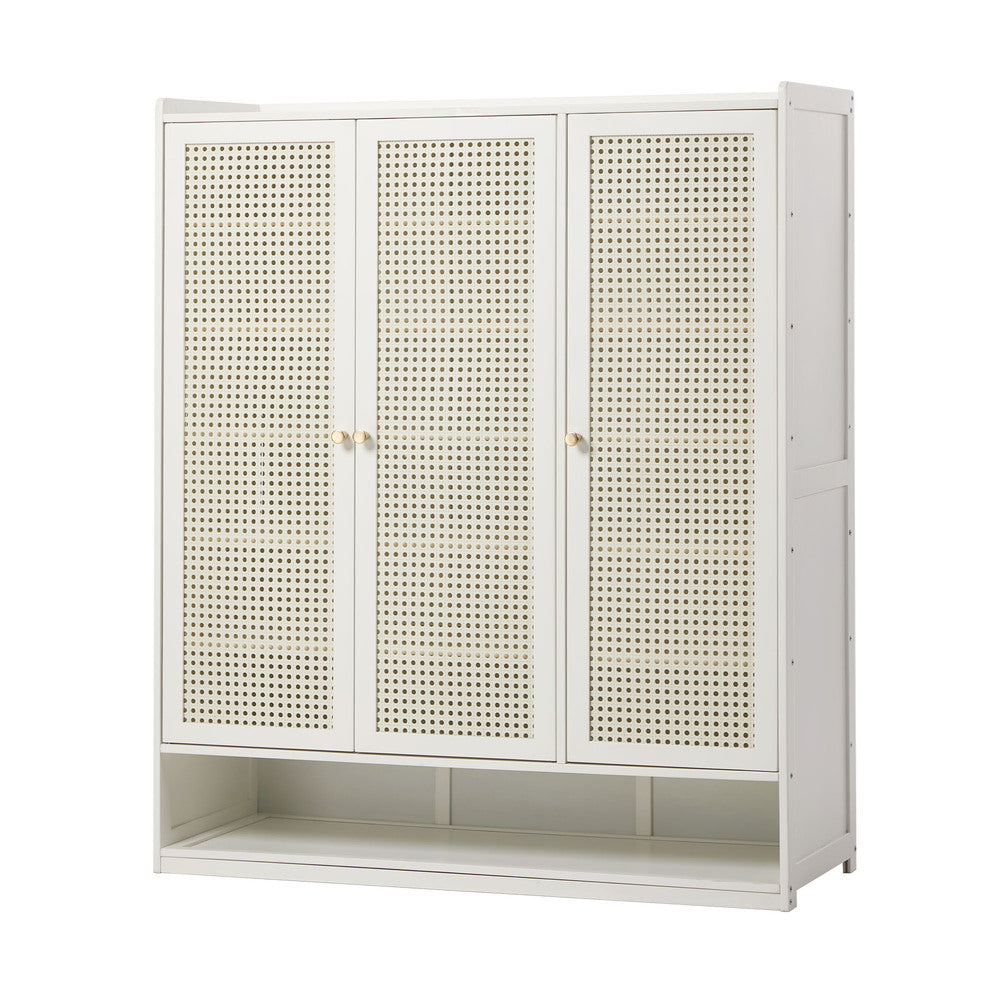 Shoe Storage Cabinet White – 7‑Tier Rattan Door Cupboard 45‑Pair