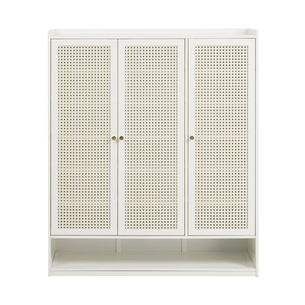 Shoe Storage Cabinet White – 7‑Tier Rattan Door Cupboard 45‑Pair