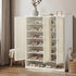 Shoe Storage Cabinet White – 7‑Tier Rattan Door Cupboard 45‑Pair