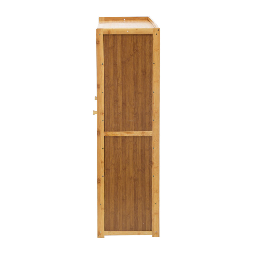 Shoe Storage Cabinet 4 Doors Rattan Brown