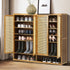 Shoe Storage Cabinet 4 Doors Rattan Brown
