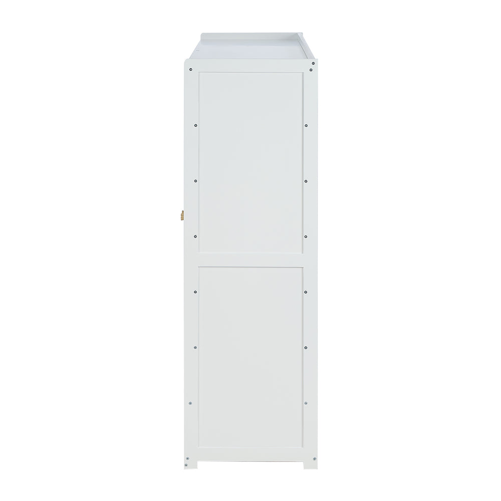 Oikiture Shoe Cabinet 4 Door Rattan 6 Tier Storage Rack Organiser White