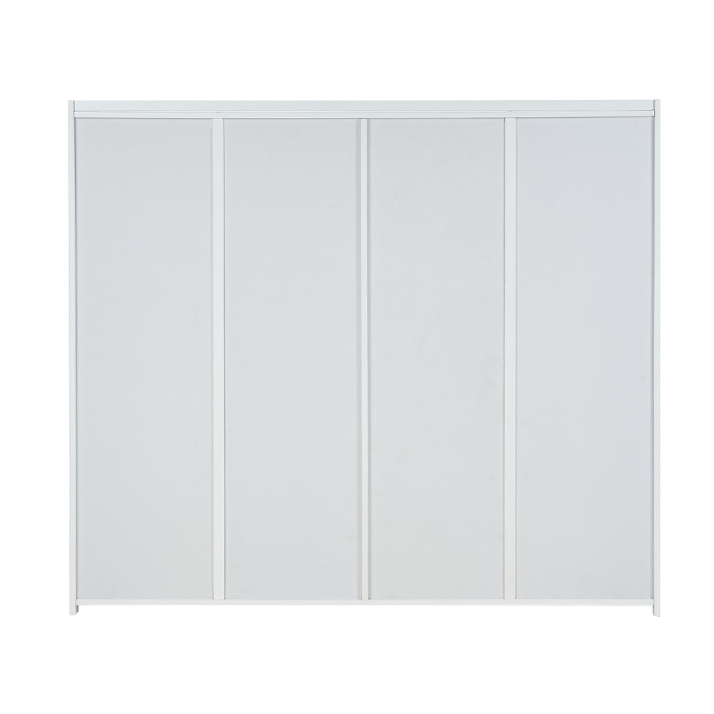 Oikiture Shoe Cabinet 4 Door Rattan 6 Tier Storage Rack Organiser White