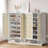 Oikiture Shoe Cabinet 4 Door Rattan 6 Tier Storage Rack Organiser White