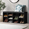 105cm Shoe Storage Bench with Cushion Seat Black Shoe Cabinet Organizer