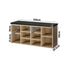 Shoe Bench 105cm with Leather Seat Black&Wooden