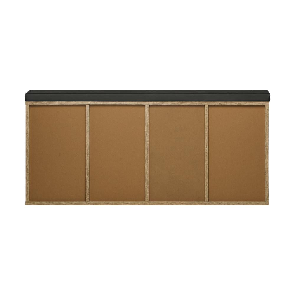 Shoe Bench 105cm with Leather Seat Black&Wooden