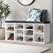Oikiture 105cm Shoe Storage Bench PU Leather Seat Black White